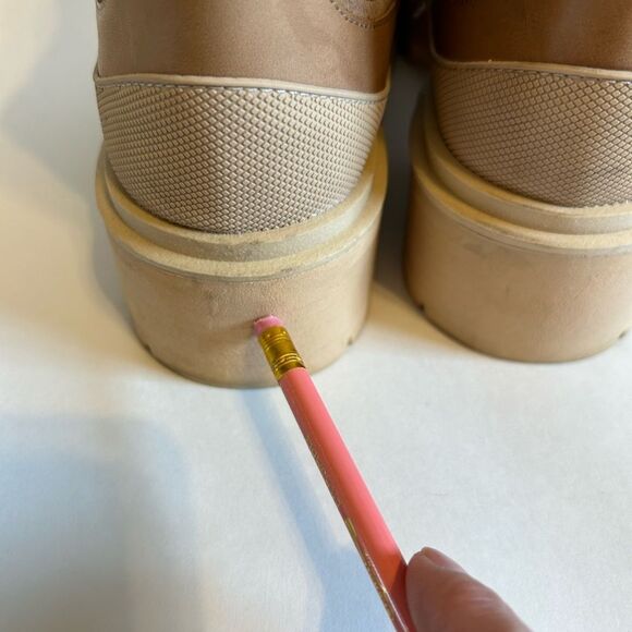 Sam Edelman Lulia Lug Chelsea Boot 9 Sesame Leather Suede Platform Combat - Picture 9 of 15